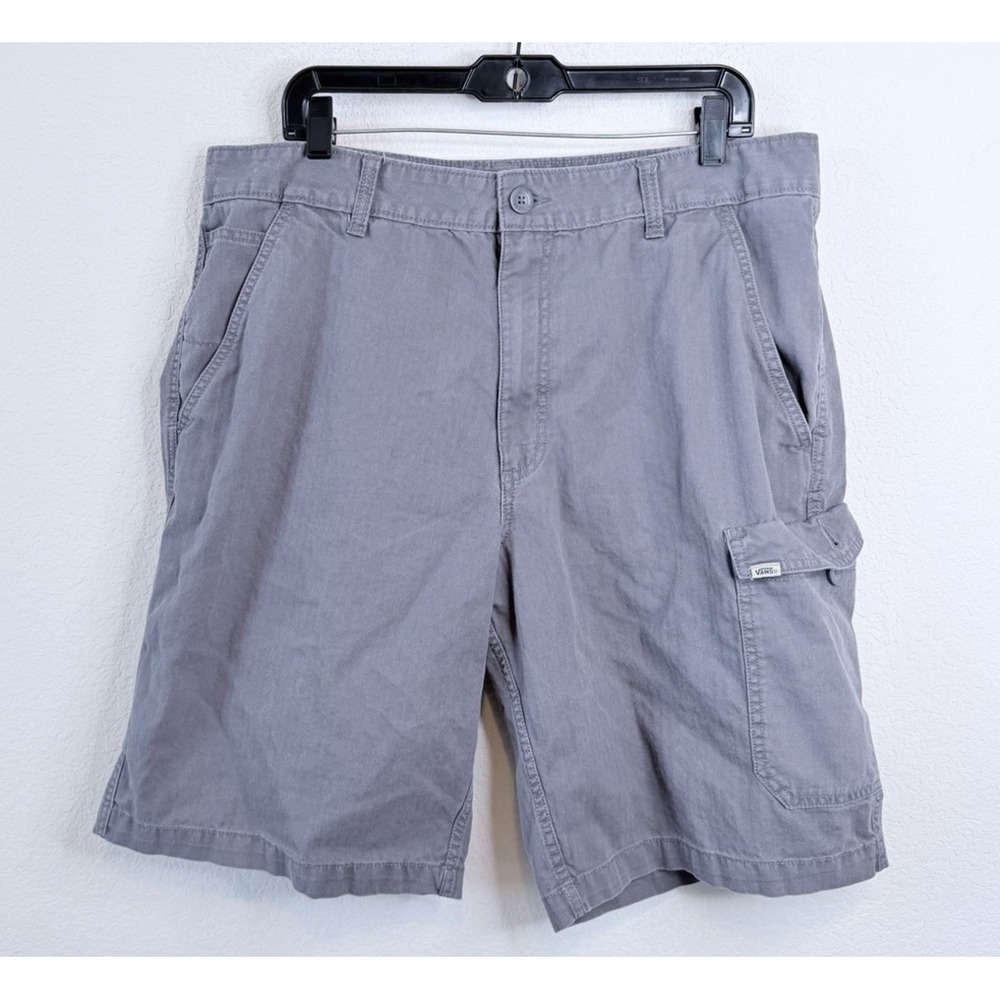 Vans Cargo Shorts Men's 38 Gray Canvas Utility Pockets 11" Leg Skate Outdoor Y2K